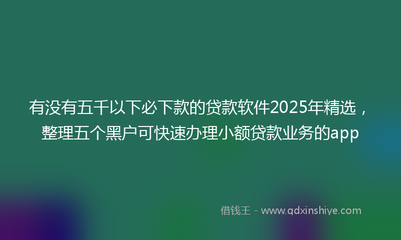 有没有五千以下必下款的贷款软件2025年精选，整理五个黑户可快速办理小额贷款业务的app