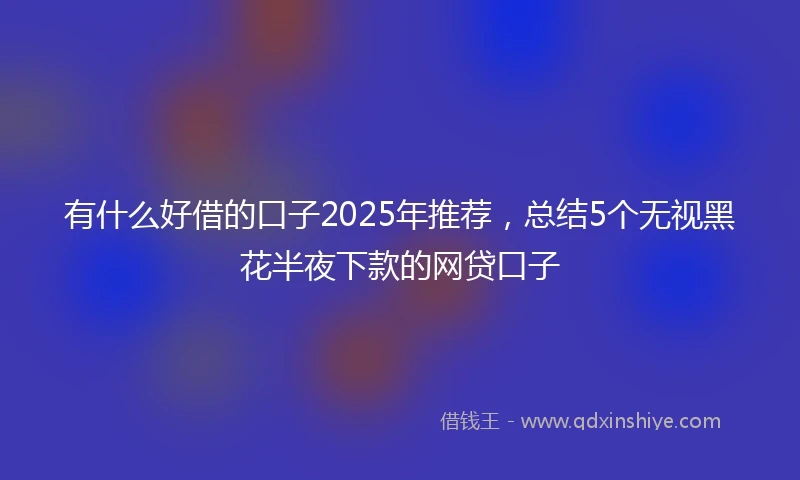 有什么好借的口子2025年推荐，总结5个无视黑花半夜下款的网贷口子