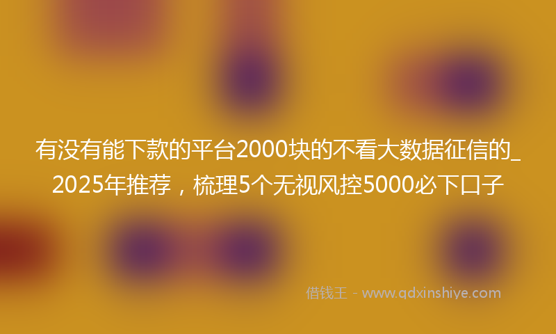 有没有能下款的平台2000块的不看大数据征信的_2025年推荐，梳理5个无视风控5000必下口子