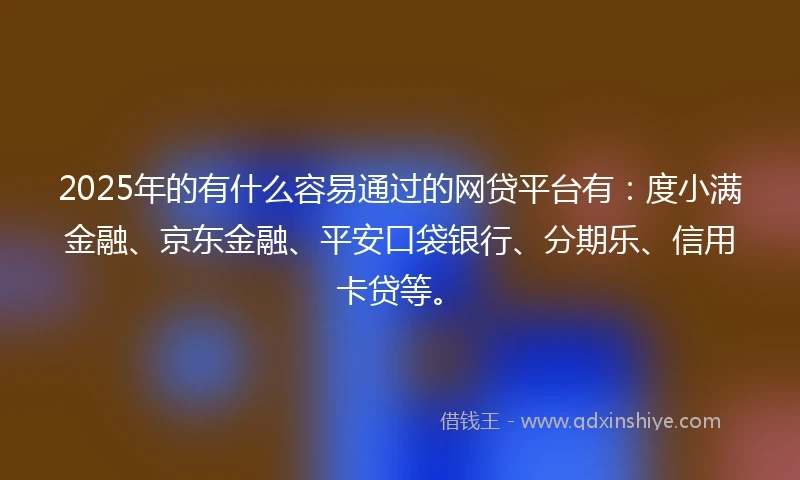 2025年的有什么容易通过的网贷平台有：度小满金融、京东金融、平安口袋银行、分期乐、信用卡贷等。
