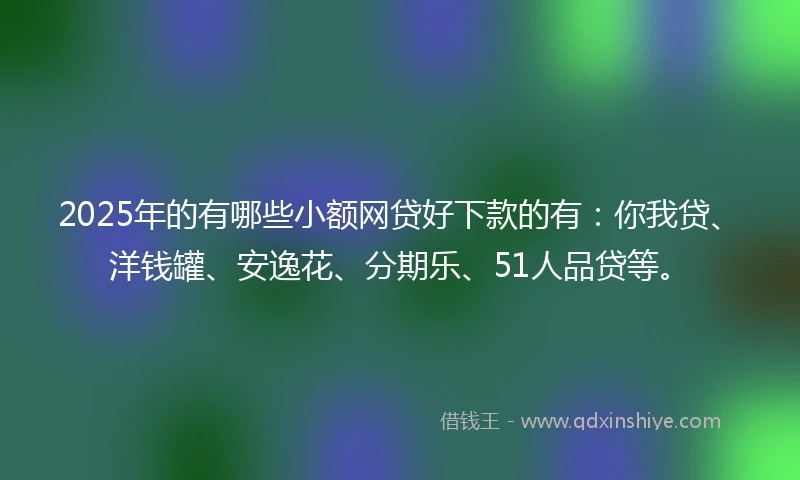 2025年的有哪些小额网贷好下款的有：你我贷、洋钱罐、安逸花、分期乐、51人品贷等。
