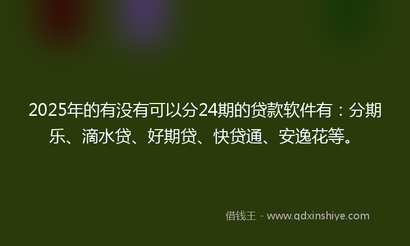 2025年的有没有可以分24期的贷款软件有：分期乐、滴水贷、好期贷、快贷通、安逸花等。
