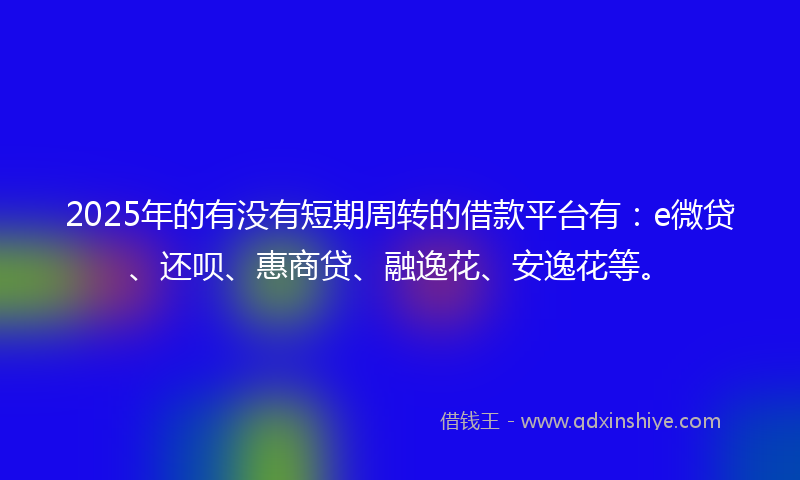 2025年的有没有短期周转的借款平台有：e微贷、还呗、惠商贷、融逸花、安逸花等。