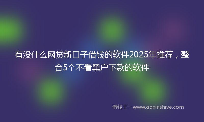 有没什么网贷新口子借钱的软件2025年推荐，整合5个不看黑户下款的软件