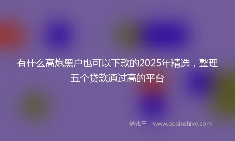 有什么高炮黑户也可以下款的2025年精选，整理五个贷款通过高的平台