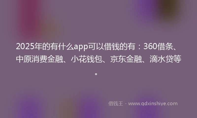 2025年的有什么app可以借钱的有：360借条、中原消费金融、小花钱包、京东金融、滴水贷等。