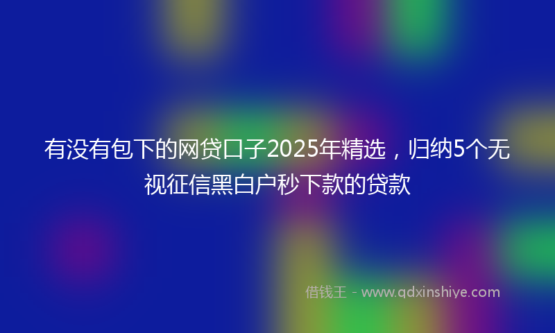 有没有包下的网贷口子2025年精选，归纳5个无视征信黑白户秒下款的贷款