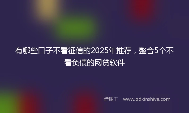 有哪些口子不看征信的2025年推荐，整合5个不看负债的网贷软件