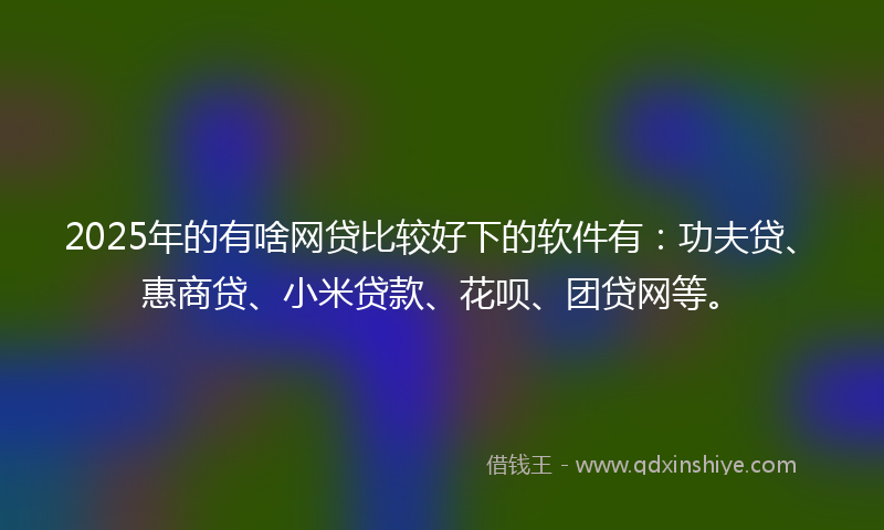 2025年的有啥网贷比较好下的软件有：功夫贷、惠商贷、小米贷款、花呗、团贷网等。