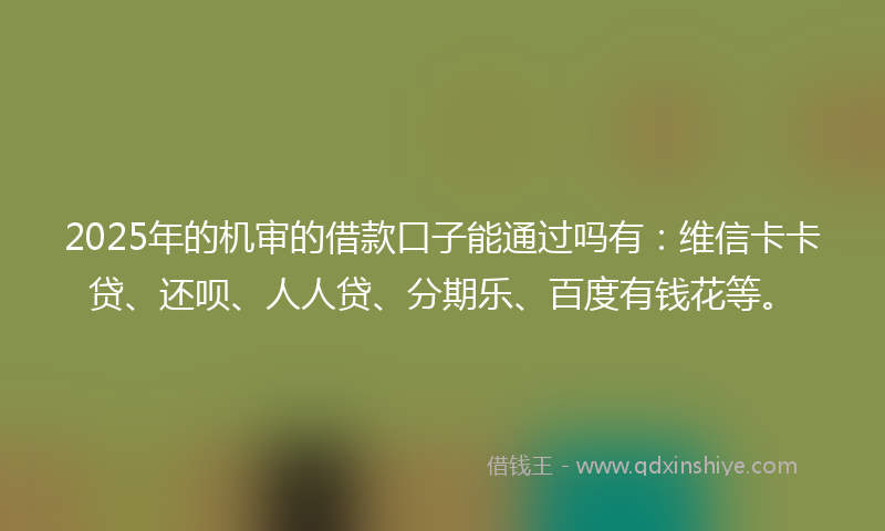 2025年的机审的借款口子能通过吗有：维信卡卡贷、还呗、人人贷、分期乐、百度有钱花等。