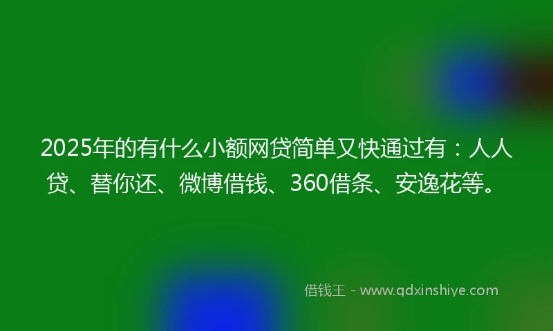 2025年的有什么小额网贷简单又快通过有：人人贷、替你还、微博借钱、360借条、安逸花等。