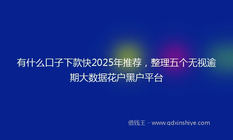 有什么口子下款快2025年推荐，整理五个无视逾期大数据花户黑户平台