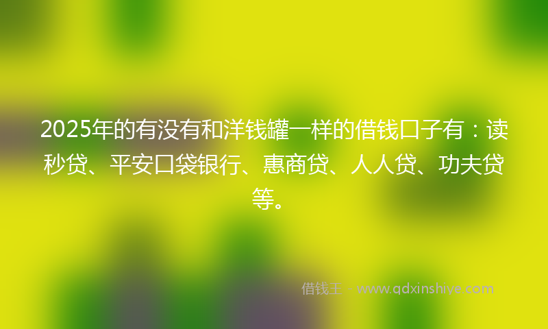 2025年的有没有和洋钱罐一样的借钱口子有：读秒贷、平安口袋银行、惠商贷、人人贷、功夫贷等。