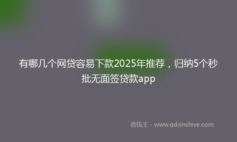 有哪几个网贷容易下款2025年推荐，归纳5个秒批无面签贷款app