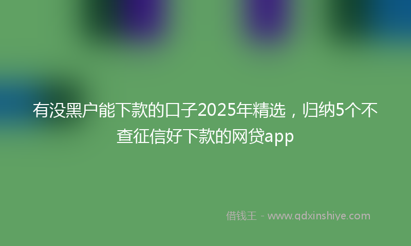 有没黑户能下款的口子2025年精选，归纳5个不查征信好下款的网贷app