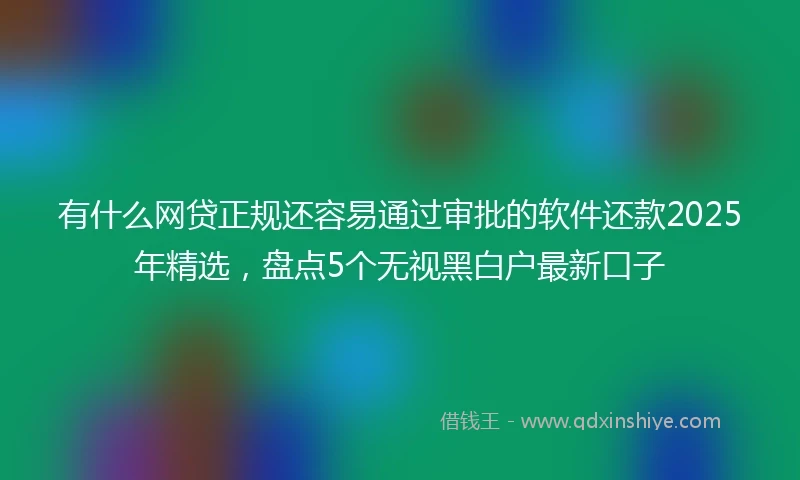有什么网贷正规还容易通过审批的软件还款2025年精选，盘点5个无视黑白户最新口子