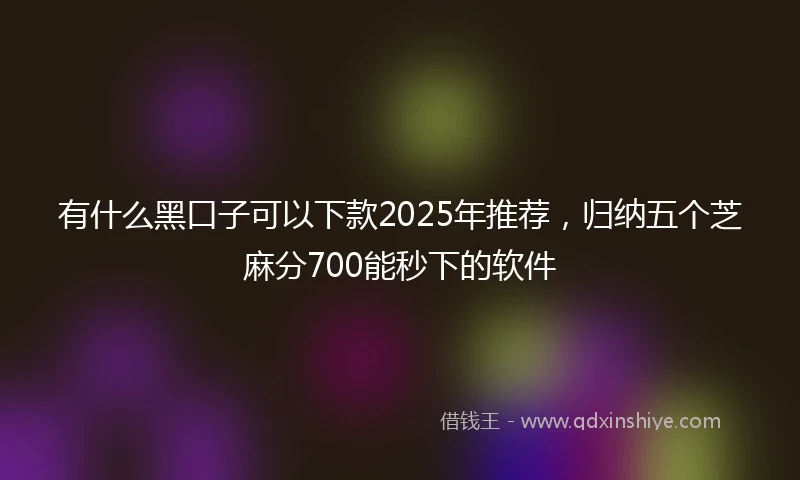 有什么黑口子可以下款2025年推荐，归纳五个芝麻分700能秒下的软件