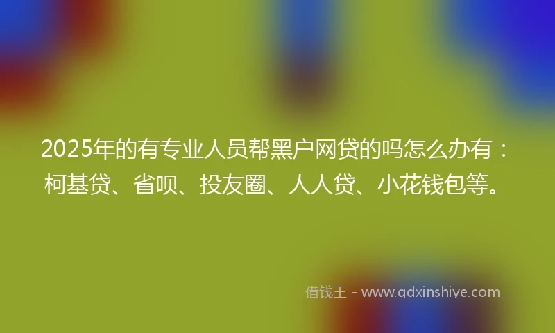 2025年的有专业人员帮黑户网贷的吗怎么办有：柯基贷、省呗、投友圈、人人贷、小花钱包等。