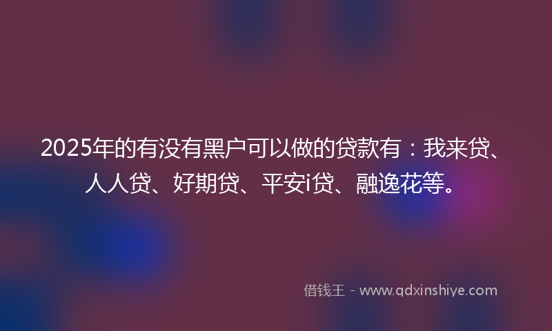 2025年的有没有黑户可以做的贷款有：我来贷、人人贷、好期贷、平安i贷、融逸花等。