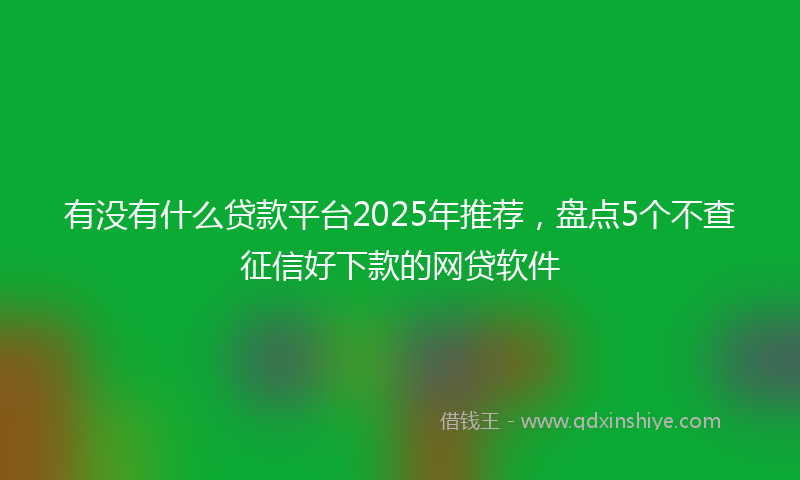 有没有什么贷款平台2025年推荐，盘点5个不查征信好下款的网贷软件