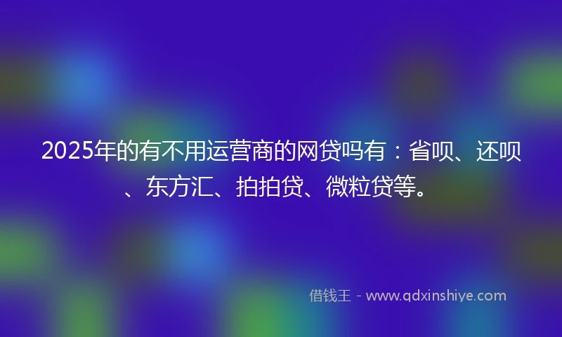 2025年的有不用运营商的网贷吗有：省呗、还呗、东方汇、拍拍贷、微粒贷等。
