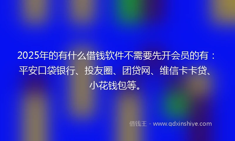 2025年的有什么借钱软件不需要先开会员的有：平安口袋银行、投友圈、团贷网、维信卡卡贷、小花钱包等。