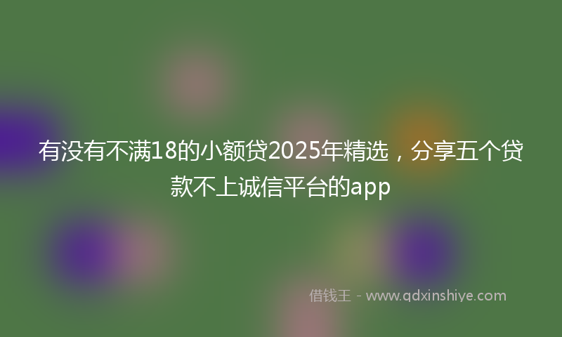有没有不满18的小额贷2025年精选，分享五个贷款不上诚信平台的app