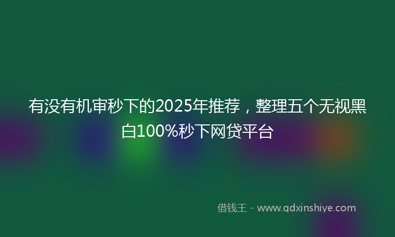 有没有机审秒下的2025年推荐，整理五个无视黑白100%秒下网贷平台