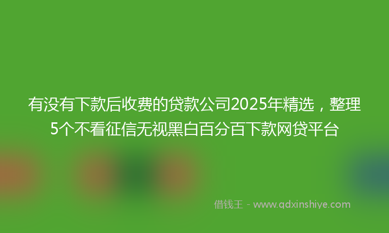 有没有下款后收费的贷款公司2025年精选，整理5个不看征信无视黑白百分百下款网贷平台
