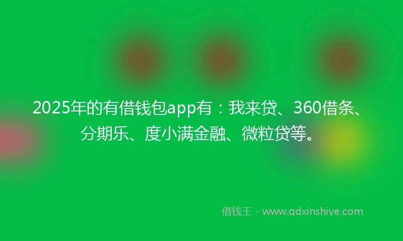 2025年的有借钱包app有：我来贷、360借条、分期乐、度小满金融、微粒贷等。