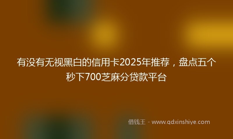 有没有无视黑白的信用卡2025年推荐，盘点五个秒下700芝麻分贷款平台