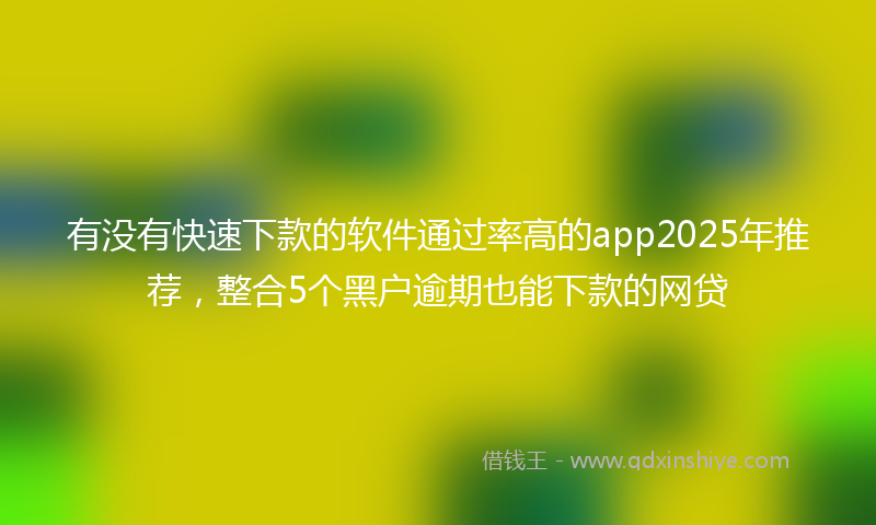 有没有快速下款的软件通过率高的app2025年推荐，整合5个黑户逾期也能下款的网贷