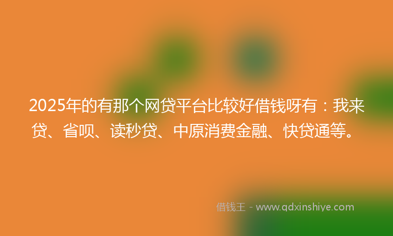 2025年的有那个网贷平台比较好借钱呀有：我来贷、省呗、读秒贷、中原消费金融、快贷通等。
