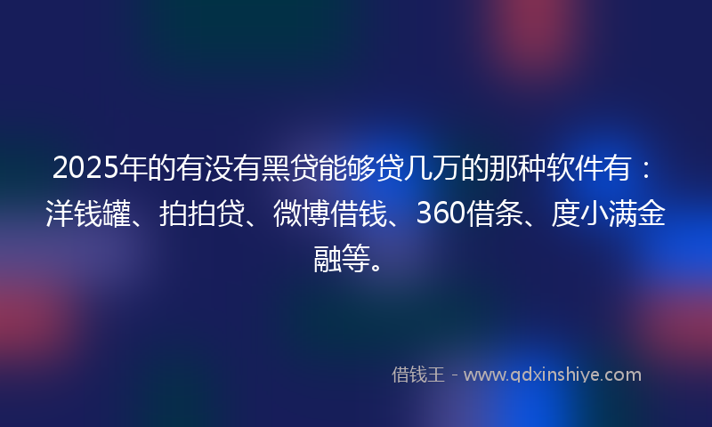 2025年的有没有黑贷能够贷几万的那种软件有：洋钱罐、拍拍贷、微博借钱、360借条、度小满金融等。