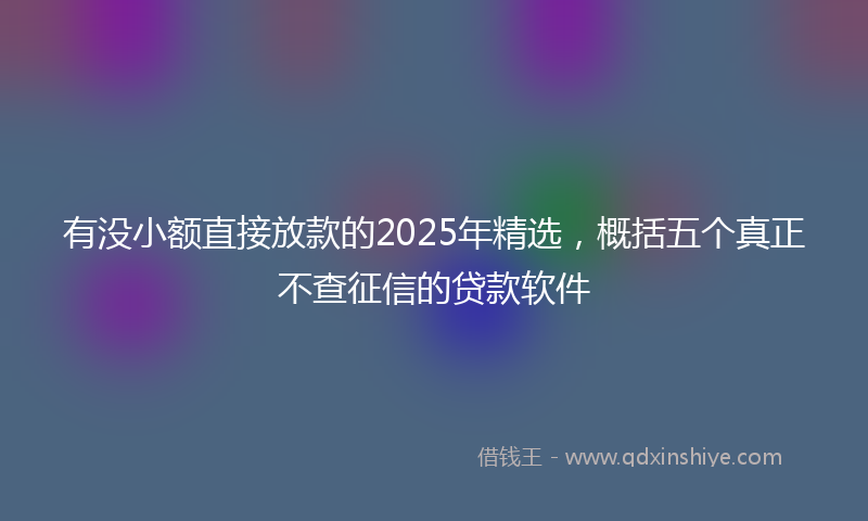 有没小额直接放款的2025年精选，概括五个真正不查征信的贷款软件