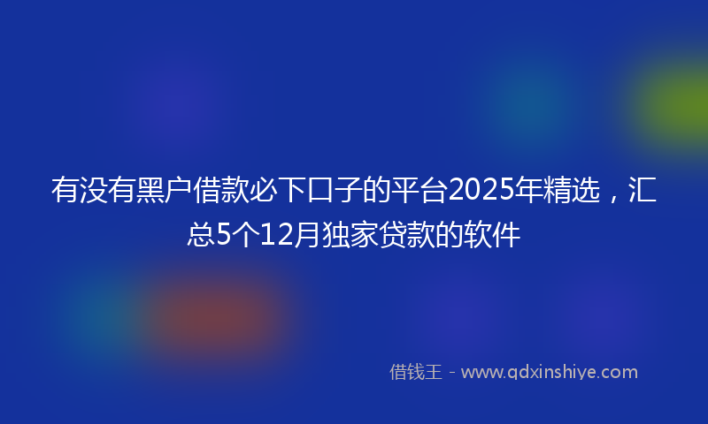 有没有黑户借款必下口子的平台2025年精选，汇总5个12月独家贷款的软件