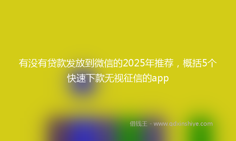 有没有贷款发放到微信的2025年推荐，概括5个快速下款无视征信的app