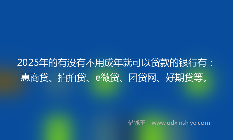 2025年的有没有不用成年就可以贷款的银行有：惠商贷、拍拍贷、e微贷、团贷网、好期贷等。
