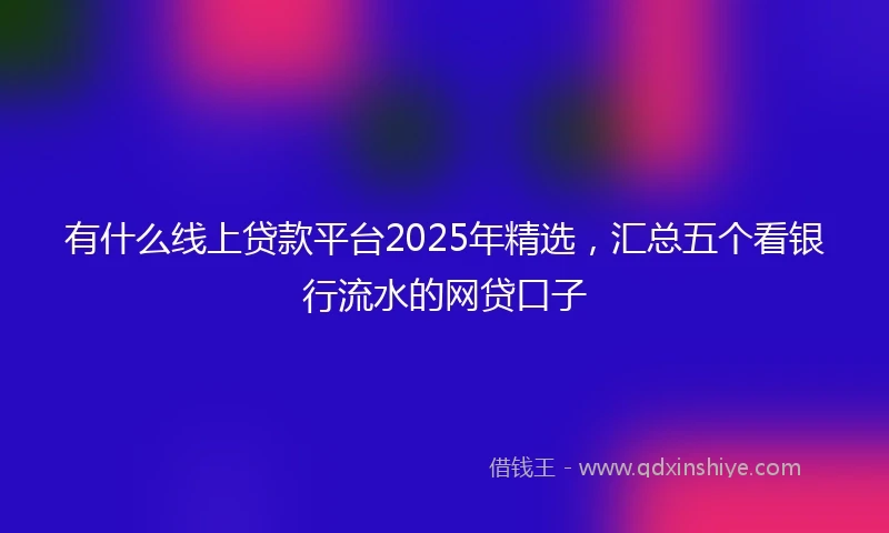 有什么线上贷款平台2025年精选，汇总五个看银行流水的网贷口子