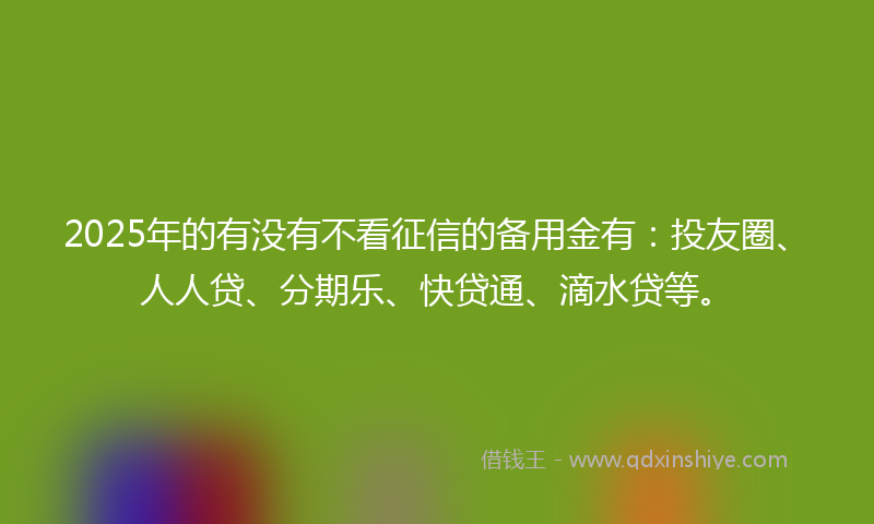 2025年的有没有不看征信的备用金有：投友圈、人人贷、分期乐、快贷通、滴水贷等。