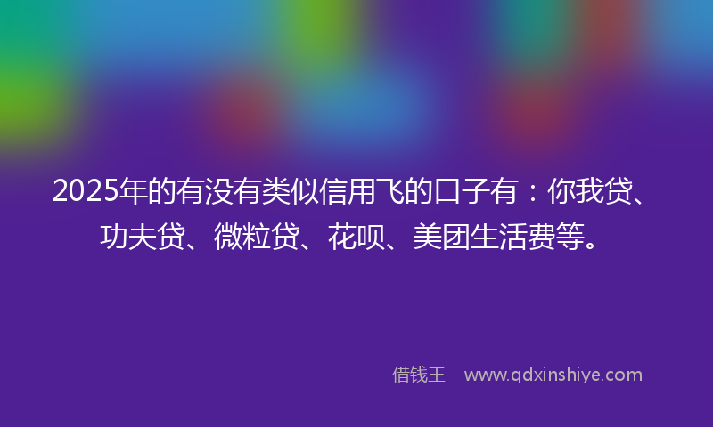 2025年的有没有类似信用飞的口子有：你我贷、功夫贷、微粒贷、花呗、美团生活费等。
