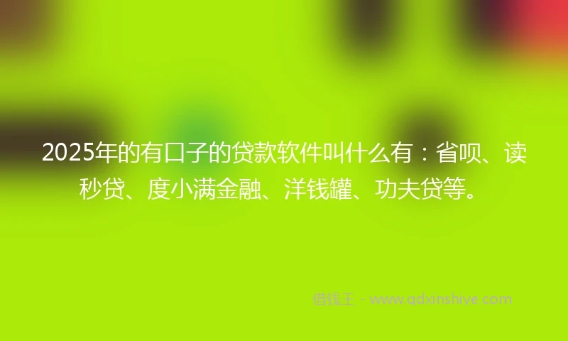 2025年的有口子的贷款软件叫什么有：省呗、读秒贷、度小满金融、洋钱罐、功夫贷等。