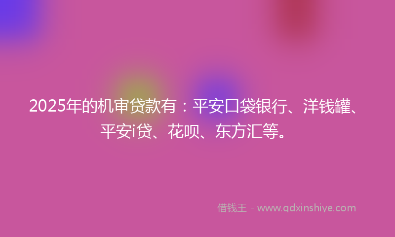 2025年的机审贷款有：平安口袋银行、洋钱罐、平安i贷、花呗、东方汇等。