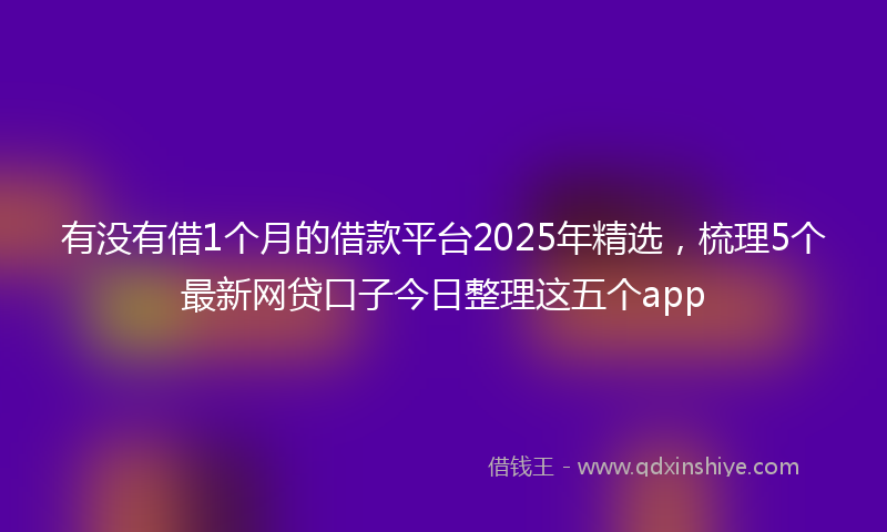 有没有借1个月的借款平台2025年精选，梳理5个最新网贷口子今日整理这五个app