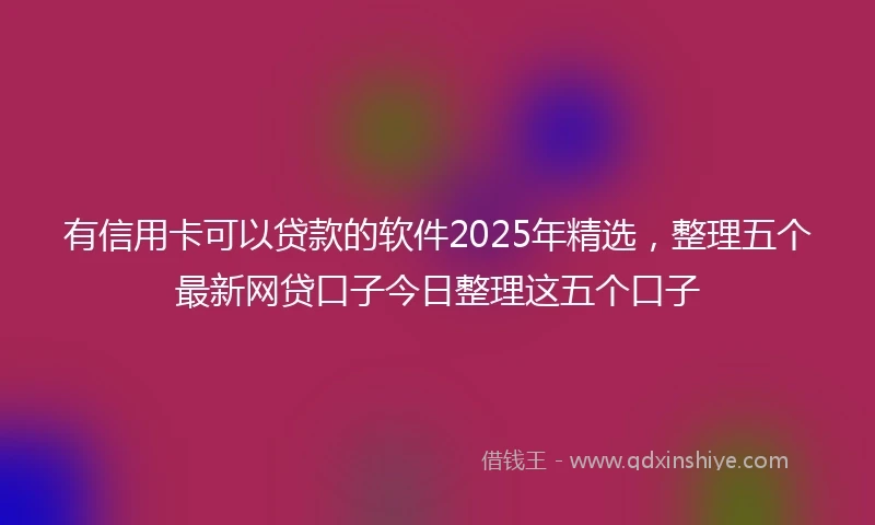 有信用卡可以贷款的软件2025年精选，整理五个最新网贷口子今日整理这五个口子