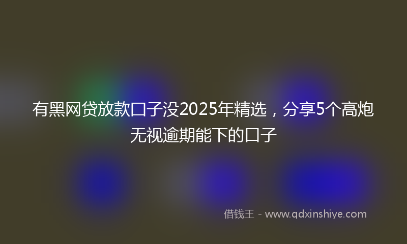 有黑网贷放款囗子没2025年精选，分享5个高炮无视逾期能下的口子