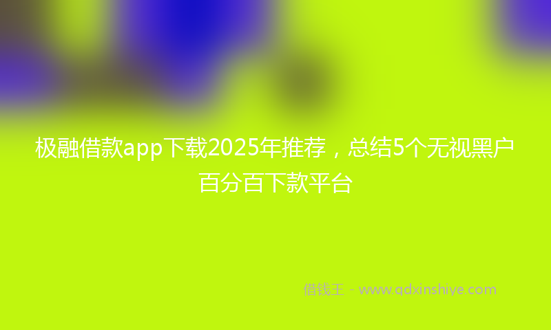 极融借款app下载2025年推荐，总结5个无视黑户百分百下款平台