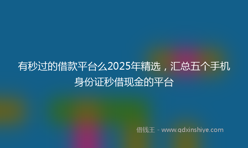 有秒过的借款平台么2025年精选，汇总五个手机身份证秒借现金的平台