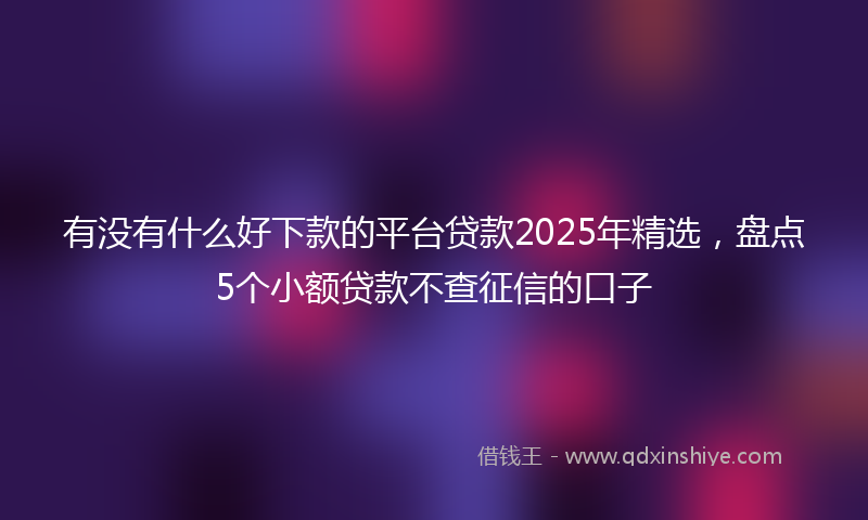 有没有什么好下款的平台贷款2025年精选，盘点5个小额贷款不查征信的口子