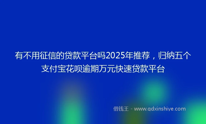 有不用征信的贷款平台吗2025年推荐，归纳五个支付宝花呗逾期万元快速贷款平台